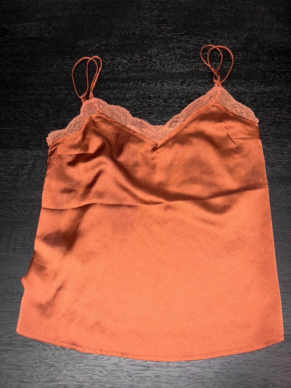 Abercrombie & Fitch Rust Lace-Trim Satin Cami